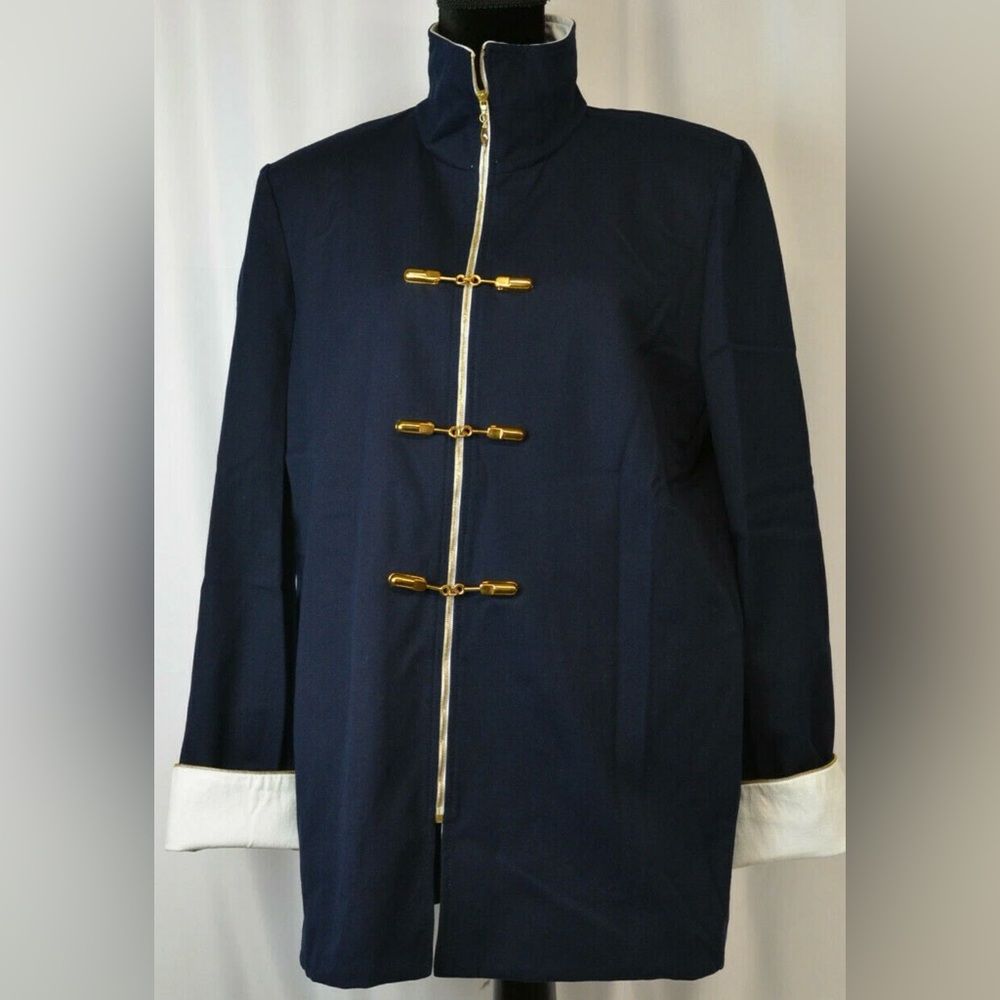 St John Sport Navy Jacket Size large Gold Snaps